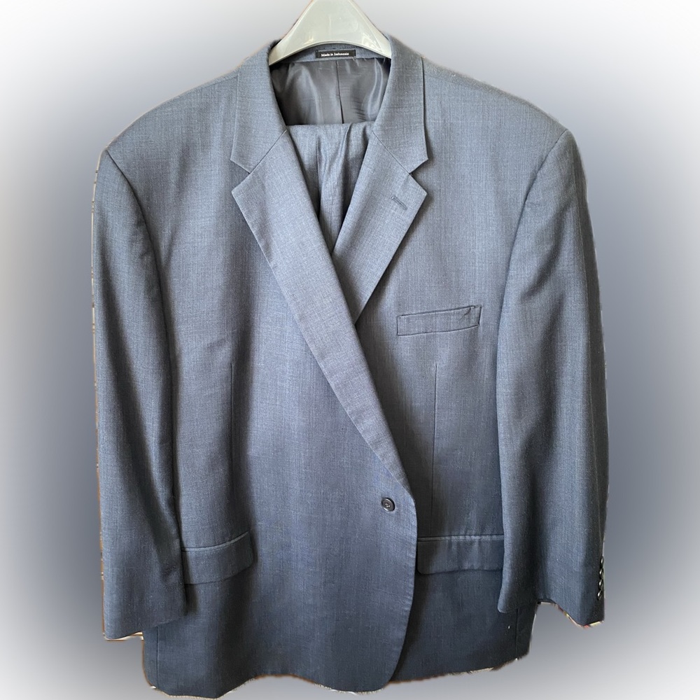 Men’s navy suit 60R; pants 58x24
